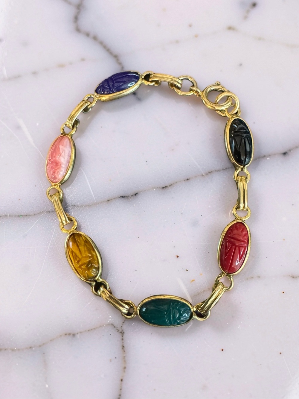 Multicolor Scarab Link Bracelet